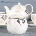 Bone China 6 person sets White Royal Eco Fine Ceramic gold plated coffee set